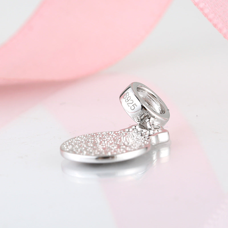 S925 Sterling Silver Cat Paw Bow Shape Zircon Inlaid Pendant