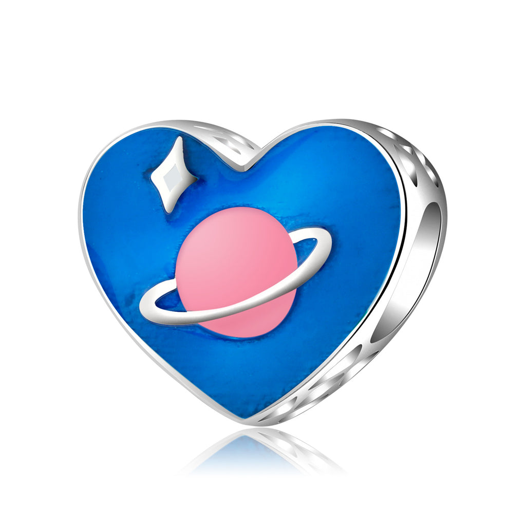 S925 Sterling Silver Loving Heart Planet Pendant