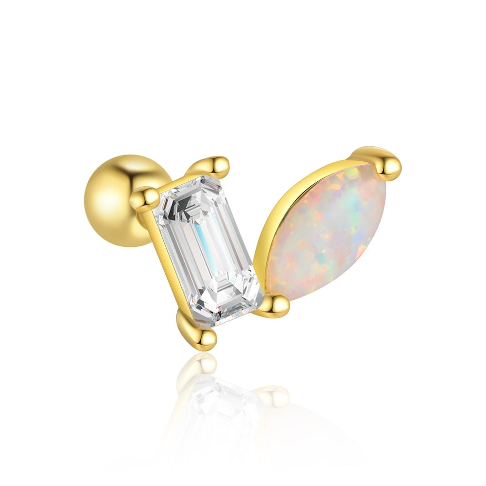 S925 Sterling Silver Zircon Round-Stud Earrings