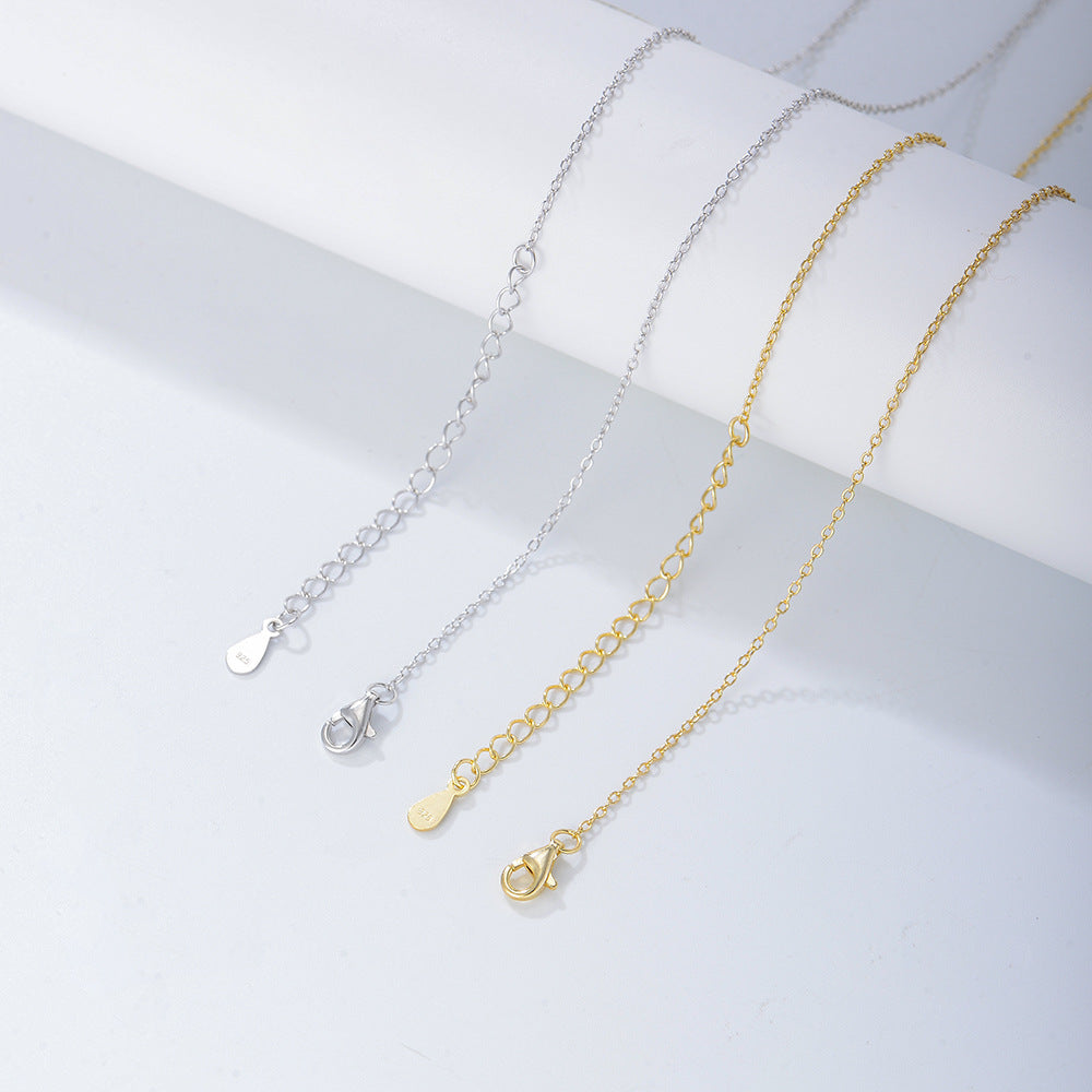 S925 Sterling Silver Glossy Gold-Plated Zircon Pendant Necklace