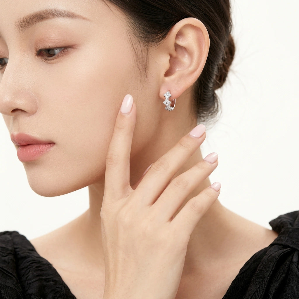 S925 Silver Moissanite Earrings – Chic "Chanel-Style"