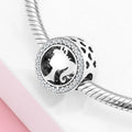 S925 Sterling Silver Round Zircon Trim Young Girl Bead Pendant