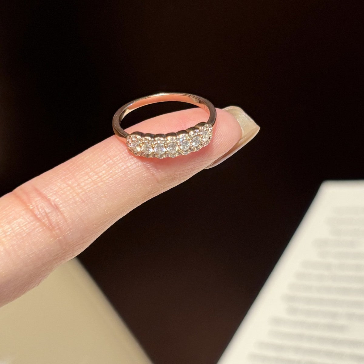 S925 Sterling Silver Rose Gold Moissanite Ring