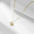 S925 Sterling Silver Zircon Inlaid Four Leaf Clover Necklace