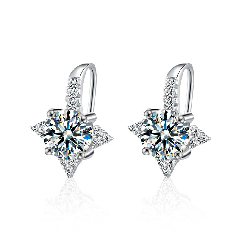 S925 Sterling Silver Moissanite Eight-Pointed Star Earrings