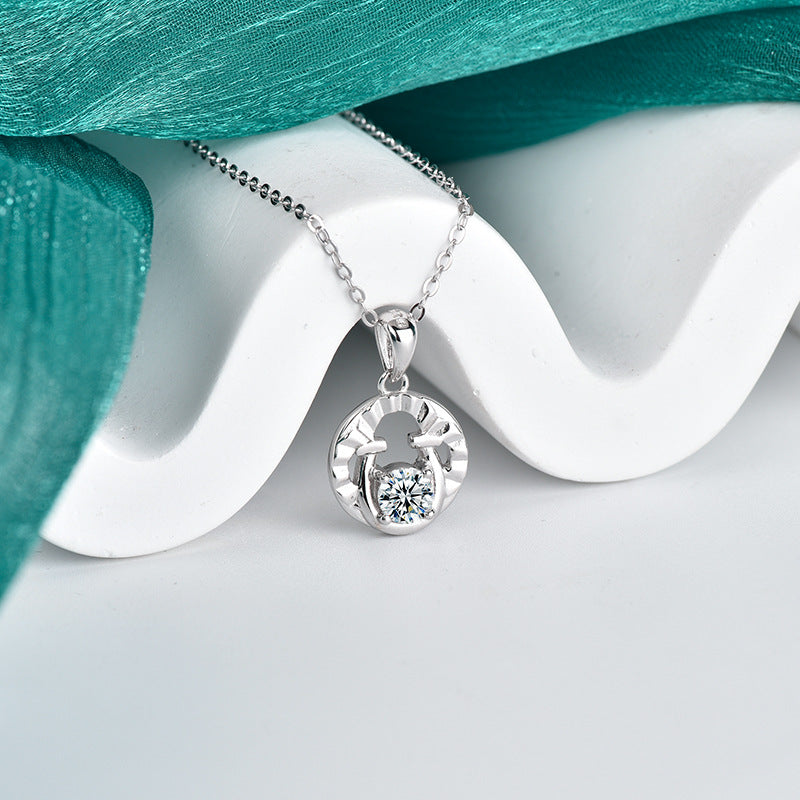 S925 Sterling Silver Moissanite Horse Hoof Pendant Necklace