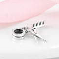 S925 Sterling Silver Scissors Comb Simple Bead Pendant