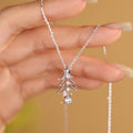 S925 Sterling Silver Openwork Christmas Tree Zircon Necklace