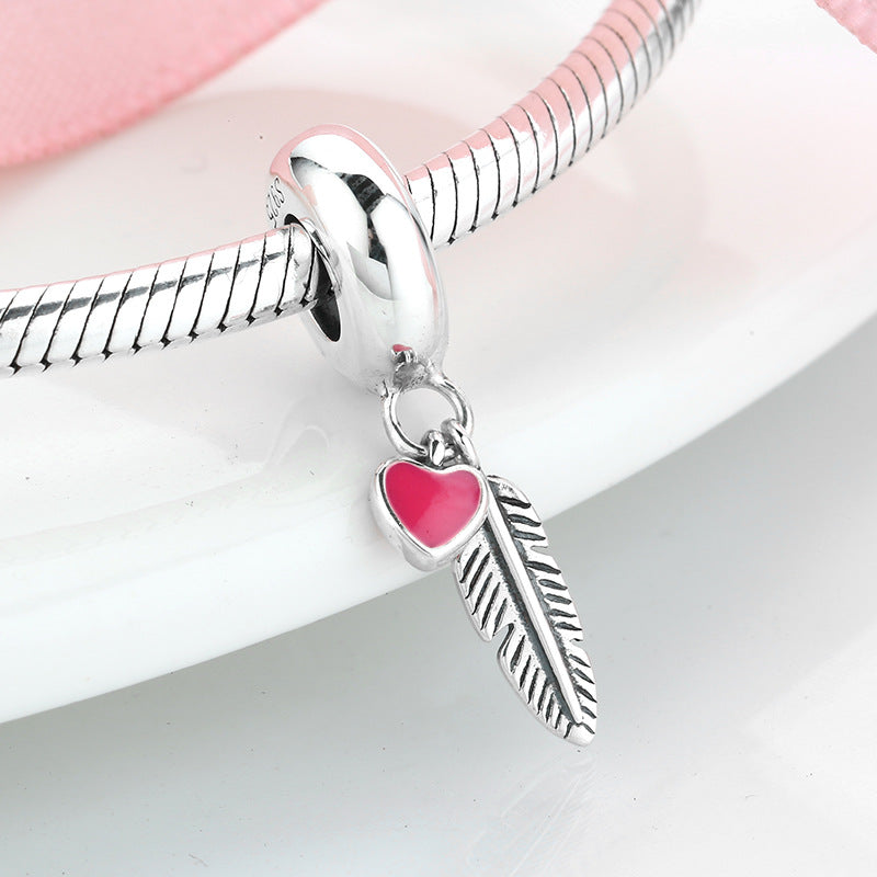 S925 Sterling Silver Feather Love Pendant