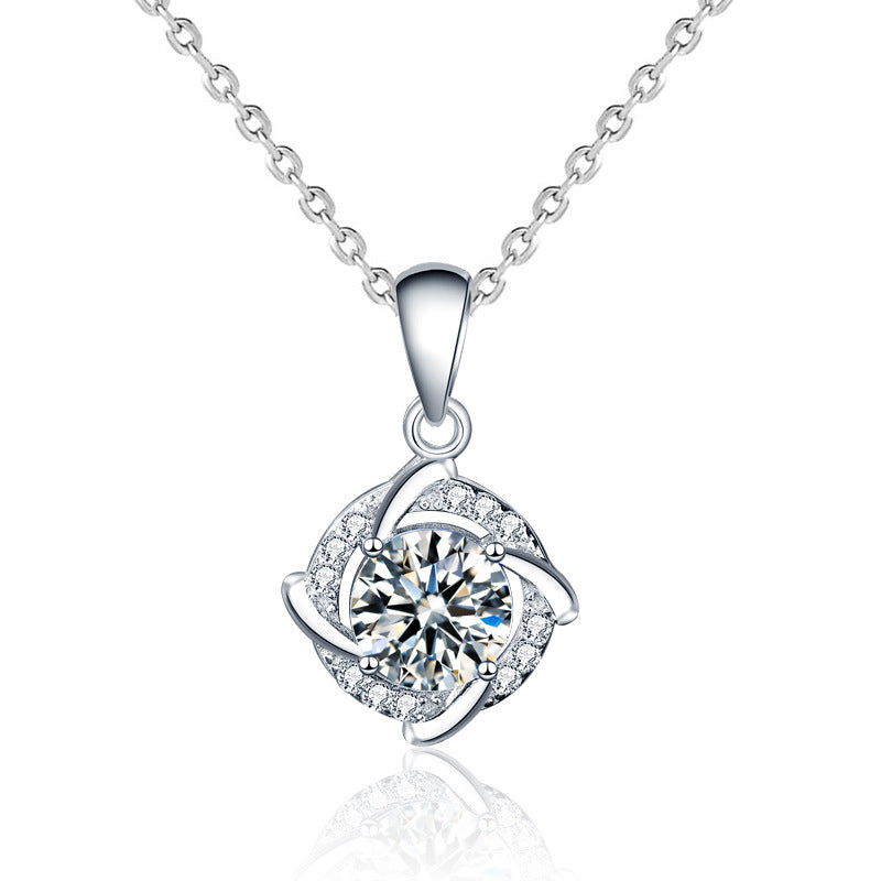S925 Sterling Silver Moissanite Windmill Necklace