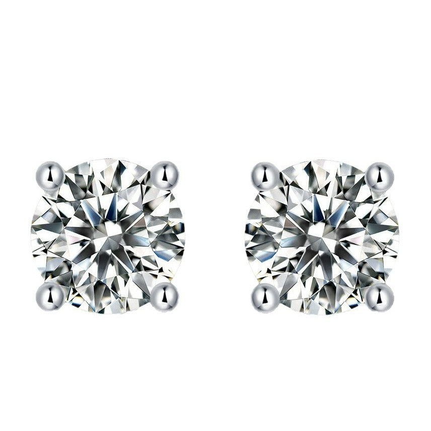 S925 Silver Moissanite Heart-Shaped Four-Prong Stud Earrings
