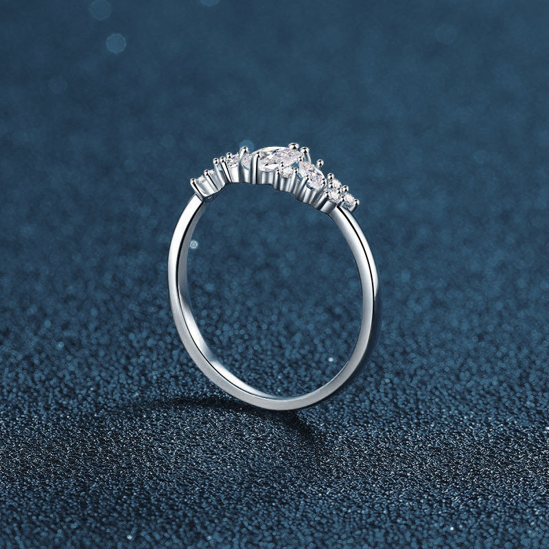 S925 Sterling Silver Starry Sky Moissanite Ring
