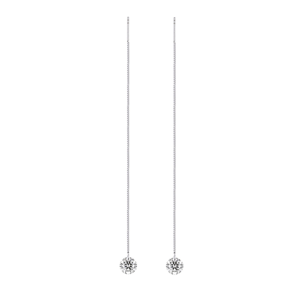 S925 Sterling Silver Moissanite Long Threader Earrings