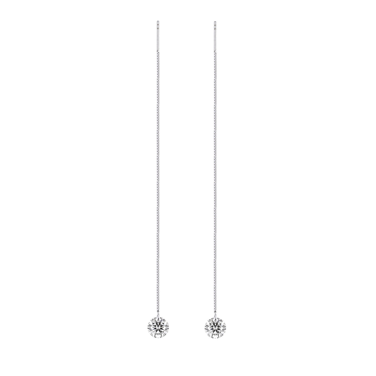 S925 Sterling Silver Moissanite Long Threader Earrings