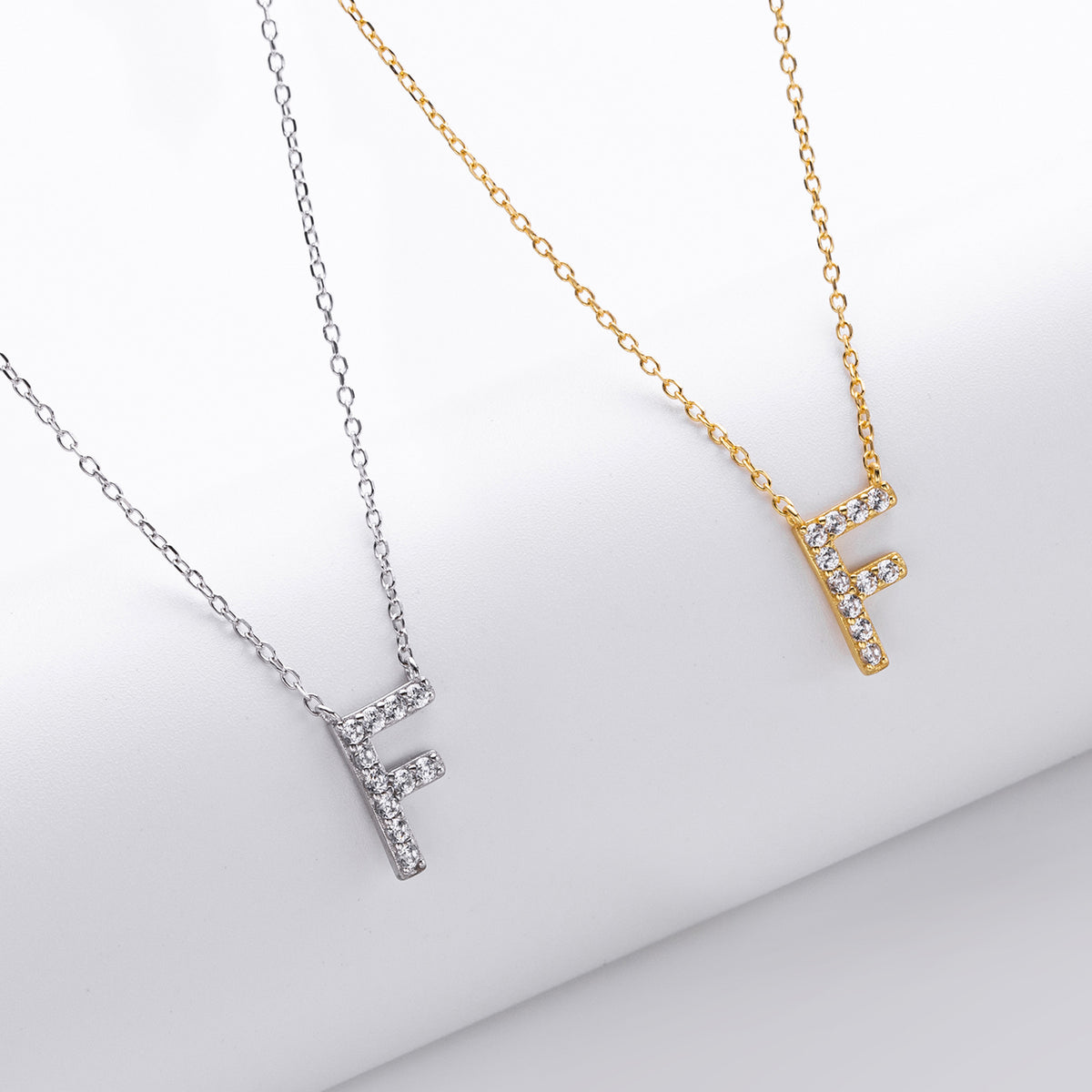 S925 Sterling Silver Simple Diamond Necklace with English Letters
