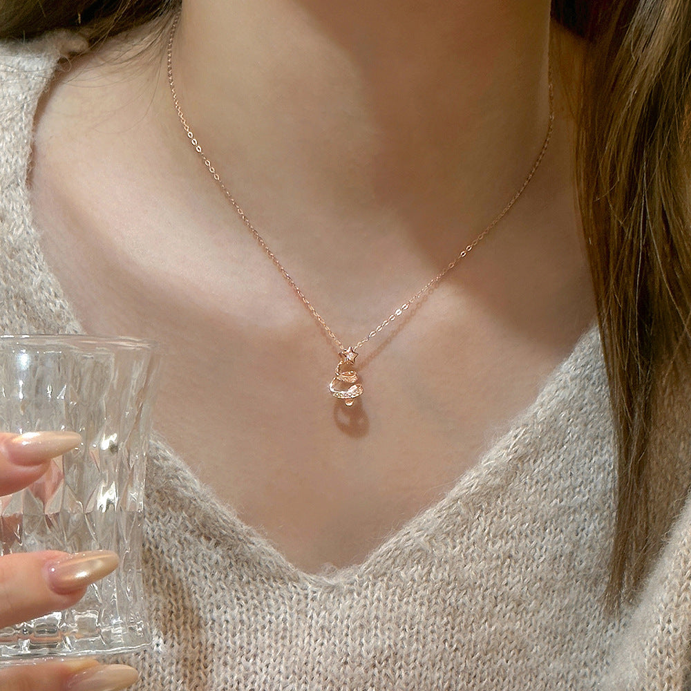 S925 Sterling Silver Christmas Tree Necklace