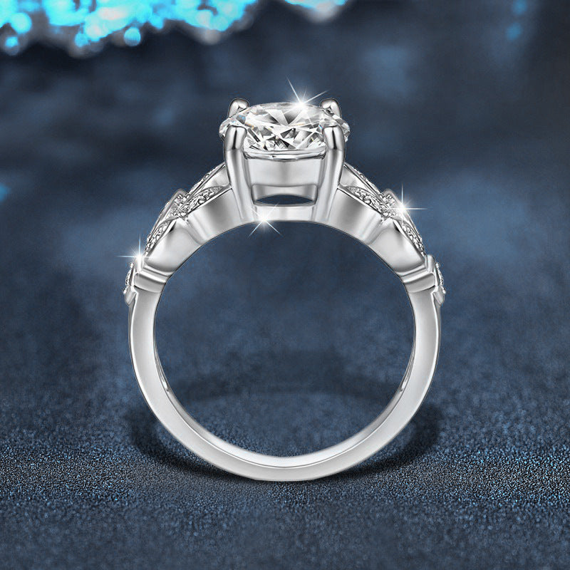 S925 Sterling Silver Moissanite Leaf Ring