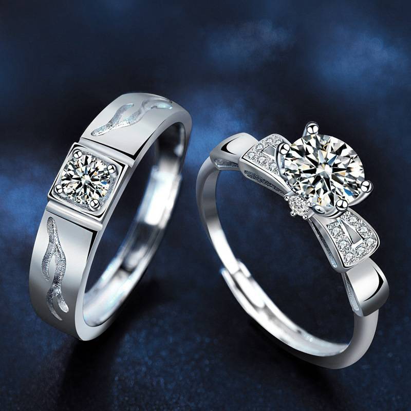 S925 Sterling Silver “By Your Side” Moissanite Couple Ring
