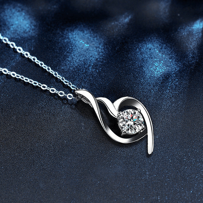 S925 Sterling Silver Moissanite Angel Pendant Necklace