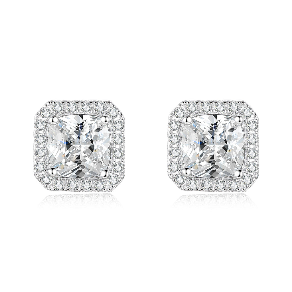 S925 Silver Square Moissanite Stud Earrings