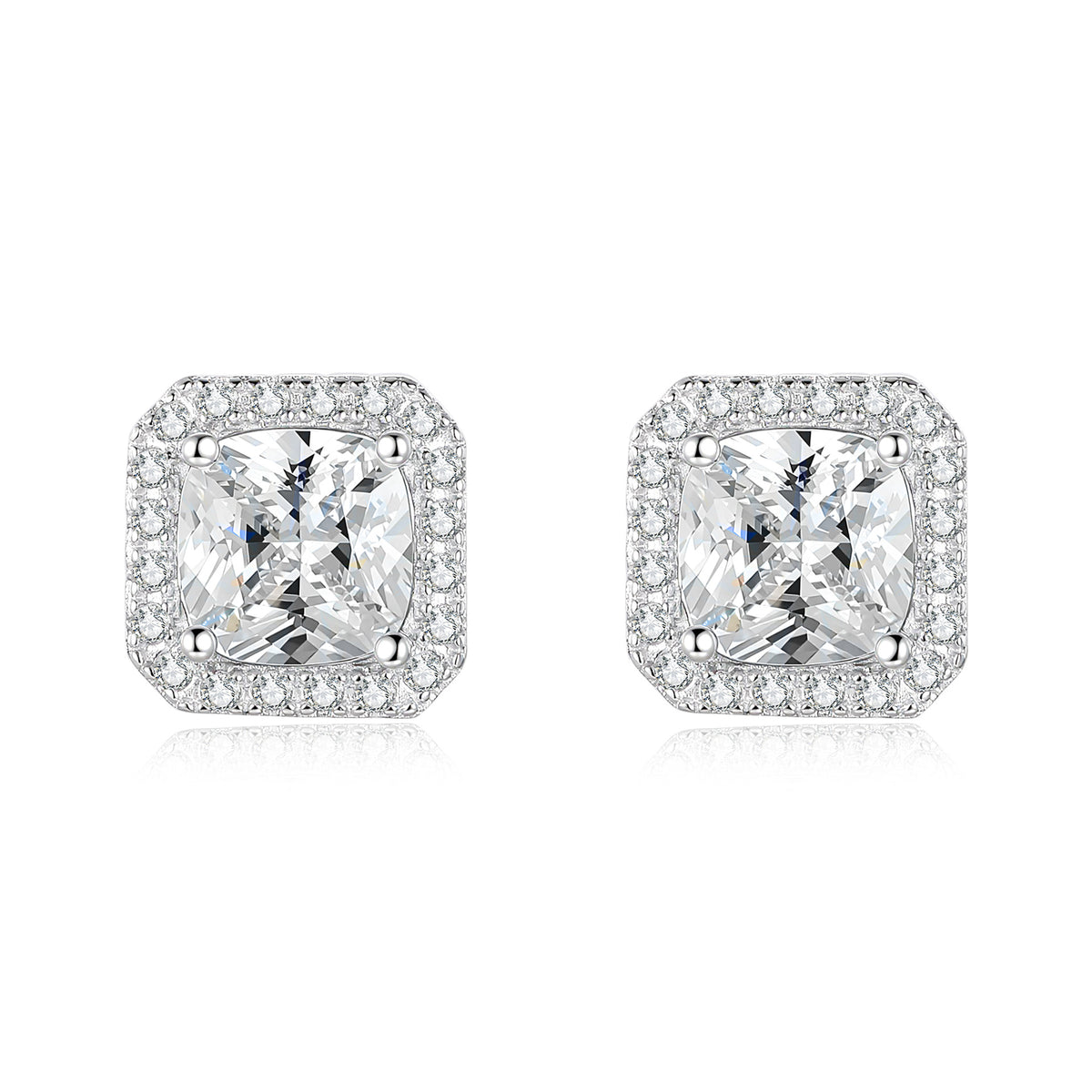 S925 Silver Square Moissanite Stud Earrings