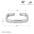 S925 sterling silver exquisite open ring set with square zircon stones