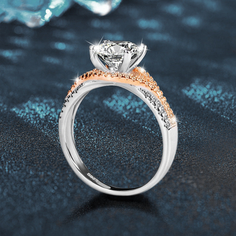 S925 Sterling Silver Moissanite Two-Color Ring