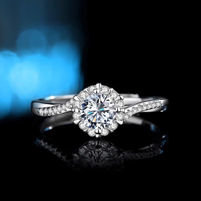925 Sterling Silver Moissanite Snowflake Ring