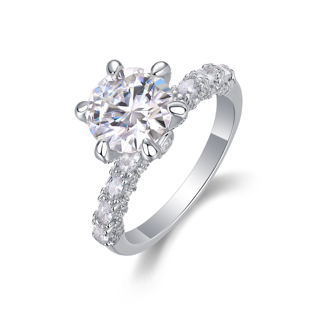 S925 Sterling Silver Ring with 1, 2, or 3-Carat Moissanite