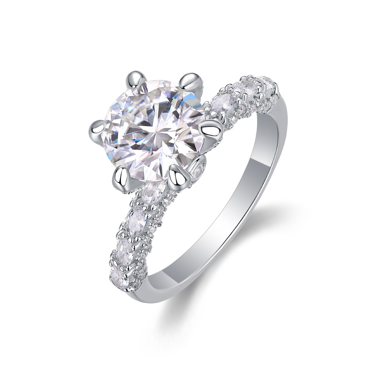 S925 Sterling Silver Ring with 1, 2, or 3-Carat Moissanite