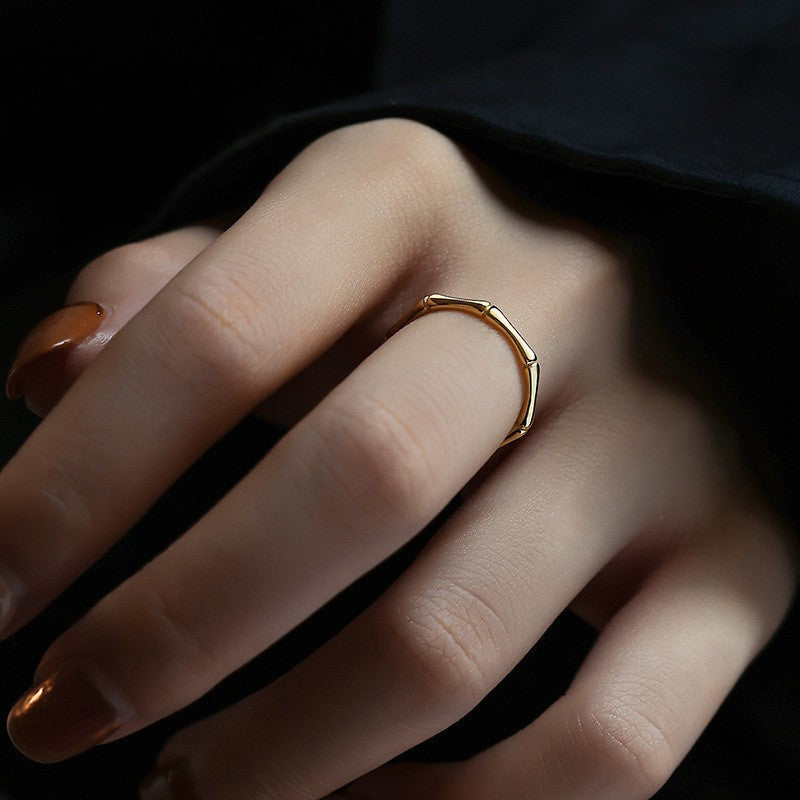 S925 Pure Silver Bamboo Knot Open Ring