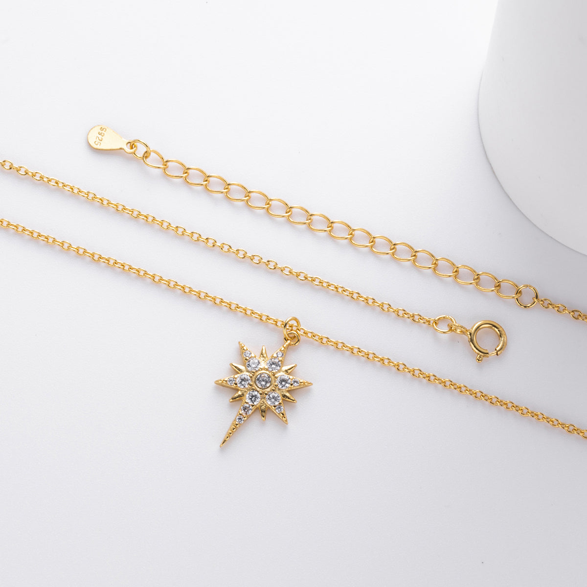 S925 Sterling Silver Zircon Star Necklace