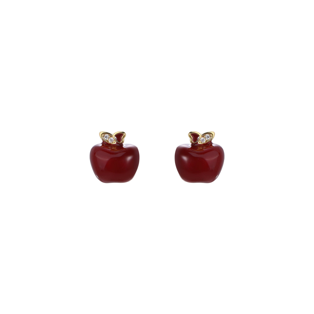 S925 Silver Halloween Red Apple Stud Earrings
