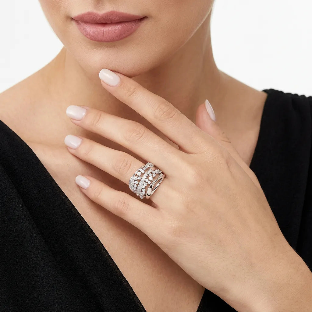 S925 Silver Moissanite Solid-Band Ring