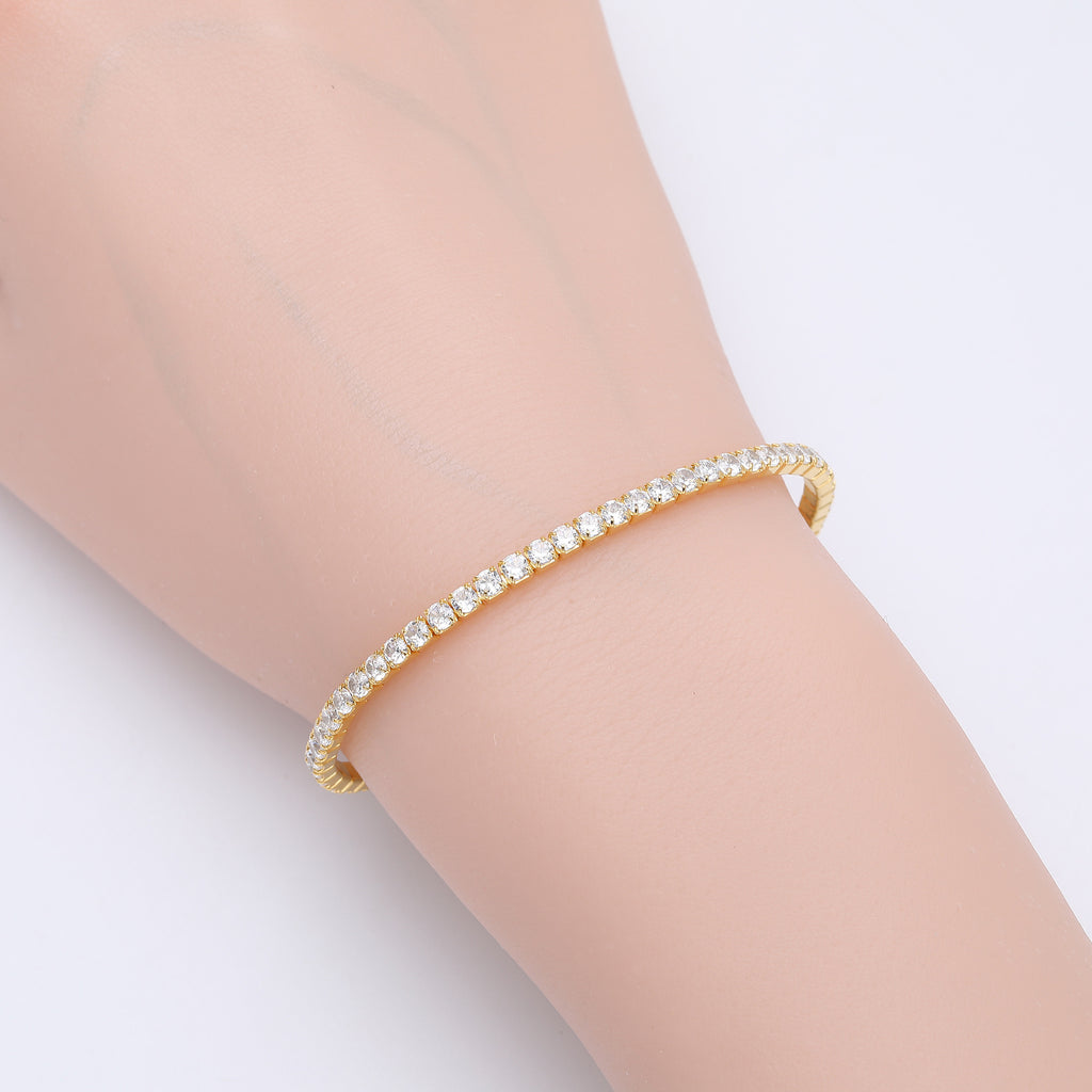 S925 Sterling Silver Four-Prong Cubic Zirconia Bracelet