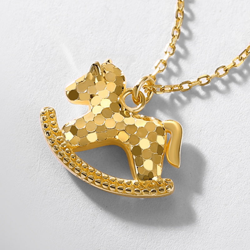 S925 Sterling Silver Gold-Plated Trojan Horse Pendant Necklace