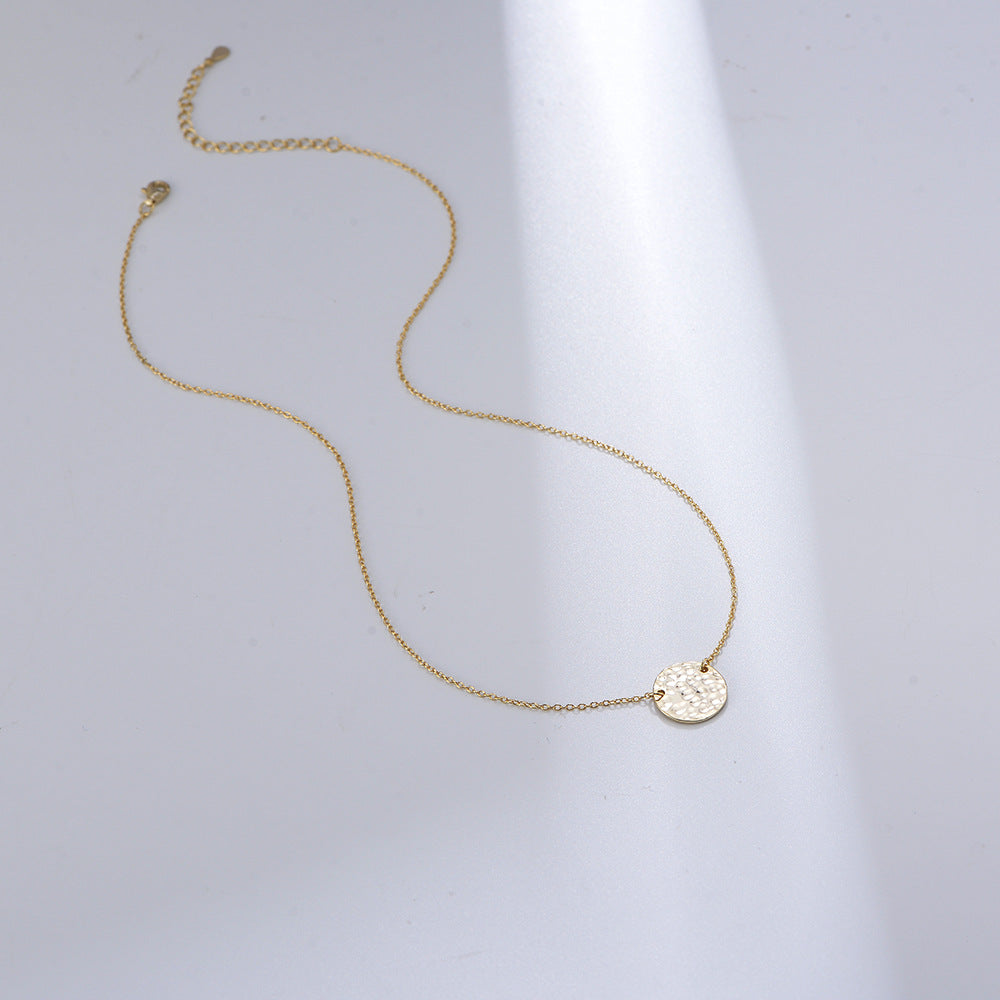 S925 Sterling Silver Convex round Necklace