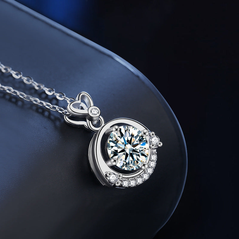 S925 Sterling Silver Moissanite Small Four-Claw Pendant Necklace