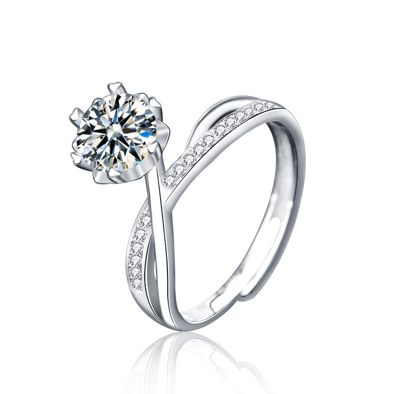 S925 Sterling Silver “Sea & Mountain Vow” Moissanite Ring