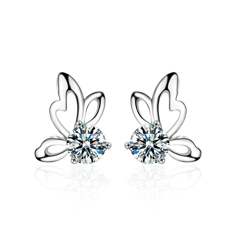 Moissanite S925 sterling silver butterfly earrings