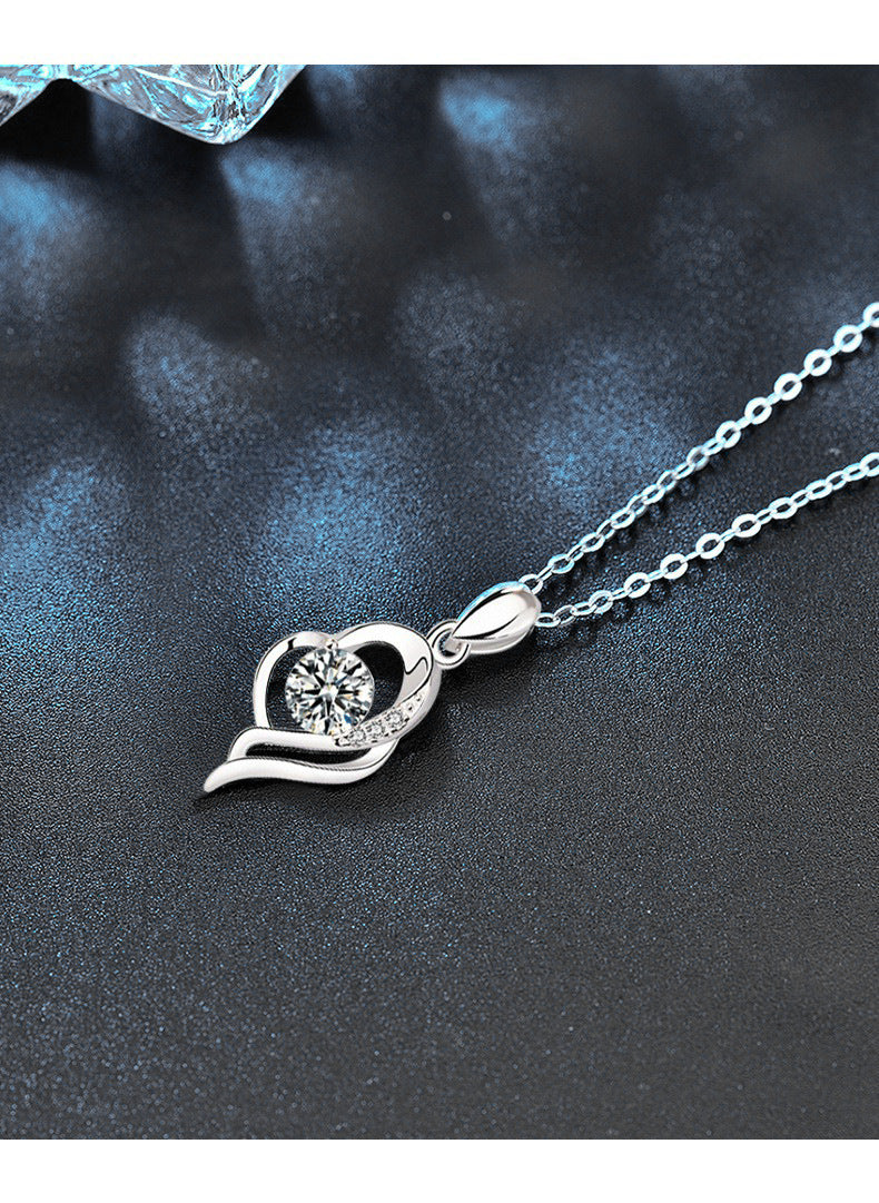 S925 Sterling Silver Moissanite Angel Wings Necklace