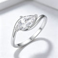 S925 Silver Horse Eye Moissanite Twist Arm Ring Engagement Ring