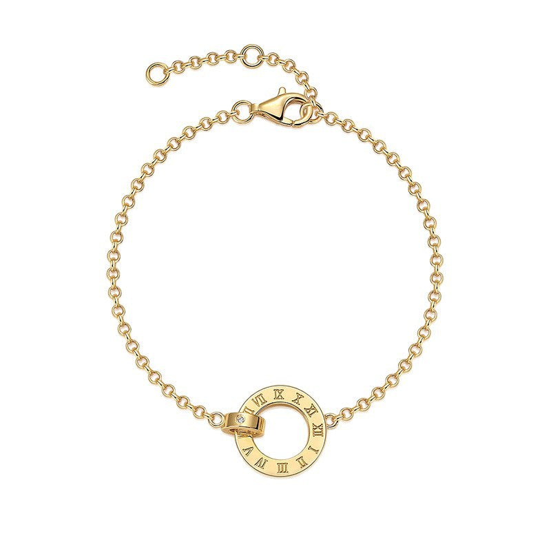 Gold-tone 925 silver moissanite bracelet