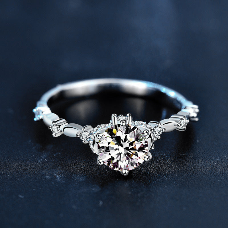 S925 Sterling Silver Moissanite Bridal Bouquet Ring