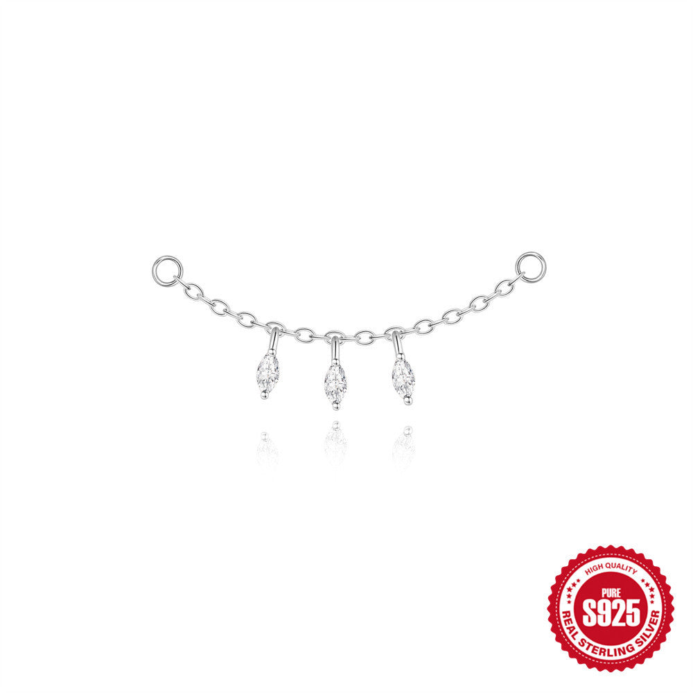 S925 Sterling Silver Spiral Cartilage Stud with Butterfly and Moissanite