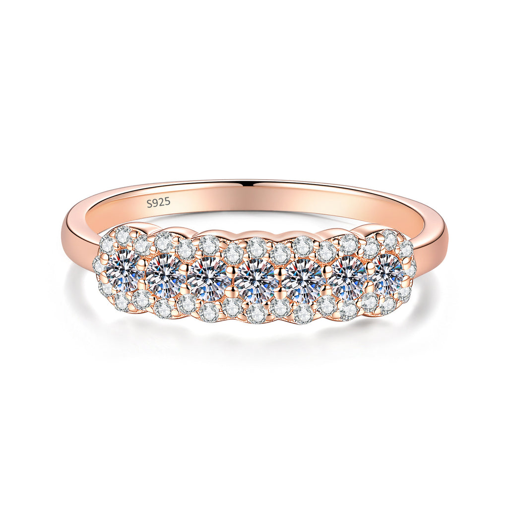 S925 Sterling Silver Rose Gold Moissanite Ring
