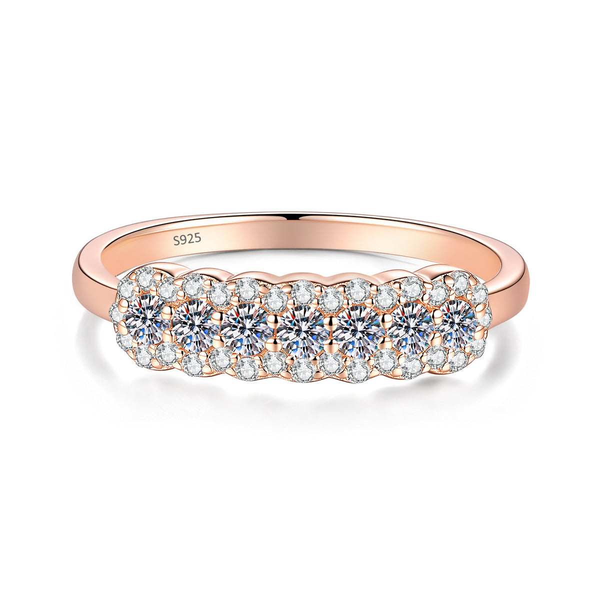 S925 Sterling Silver Rose Gold Moissanite Ring