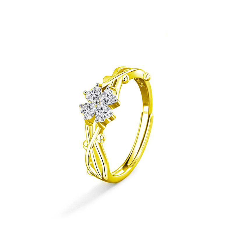 S925 Sterling Silver Thorn Clover Ring
