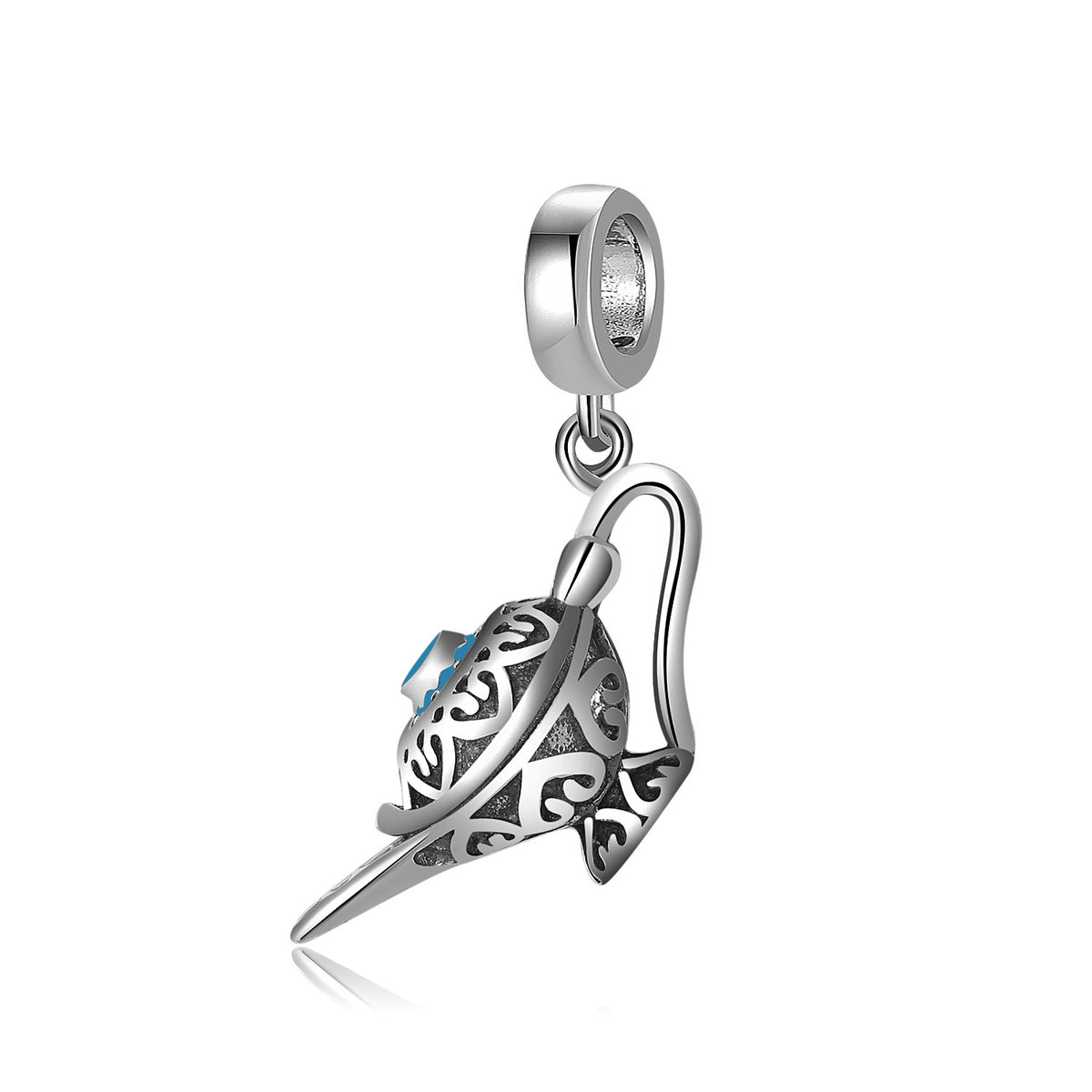 S925 Sterling Silver Vintage Hollow Carved Kettle Pendant