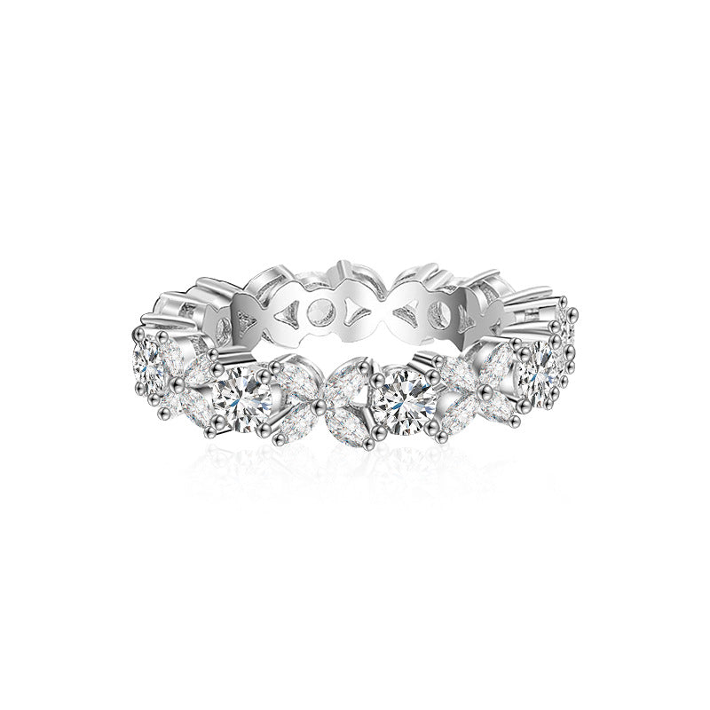 S925 Sterling Silver Marquise Four Leaf Clover Moissanite Ring